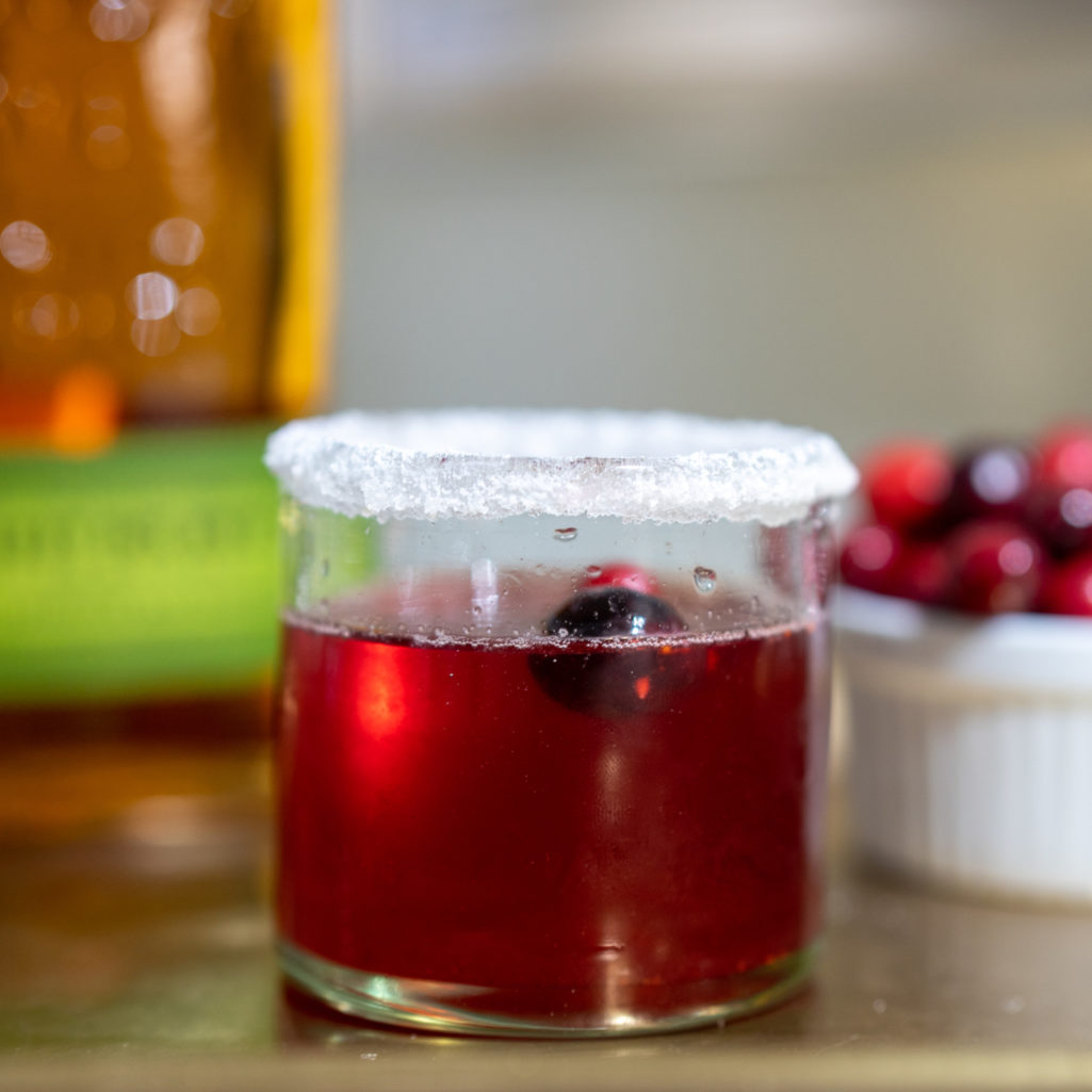 chicken noodle soup and cranberry bourbon smash