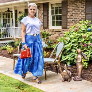 a gingham maxi skirt