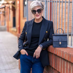 transition to fall with blue jeans and blazers