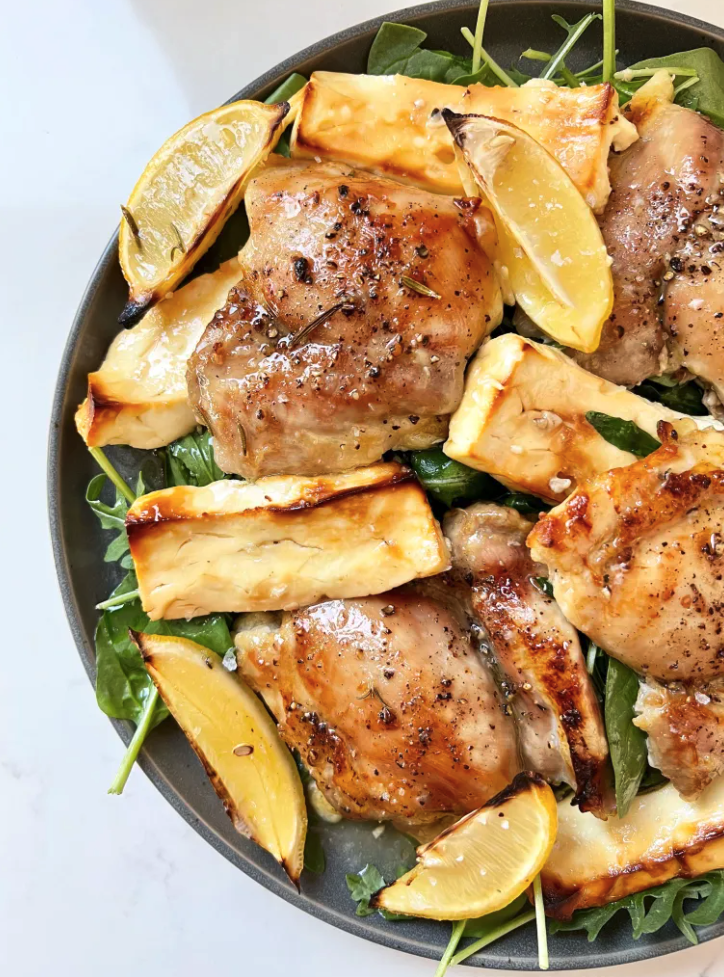 one pan chicken lemons feta