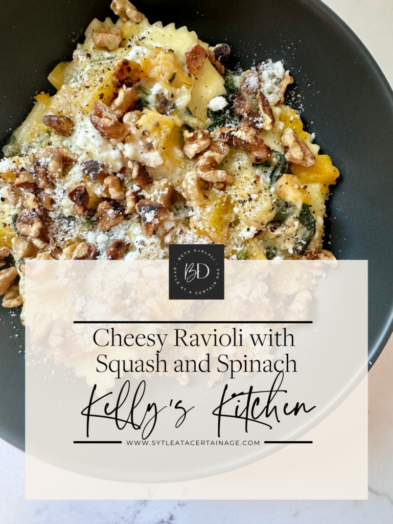Cheesy Ravioli with Squash and Spinach