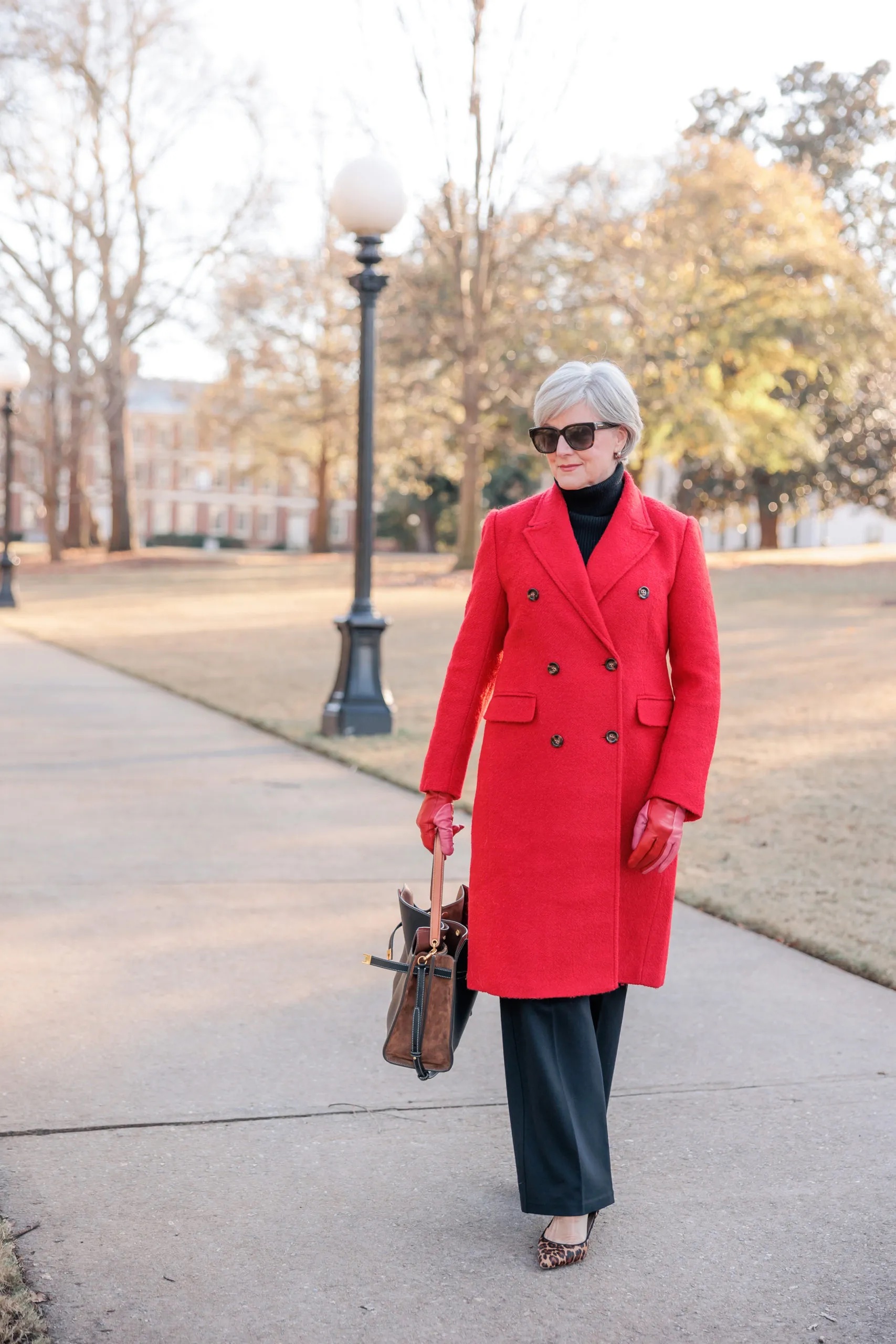 Black Turtleneck and Red Coat