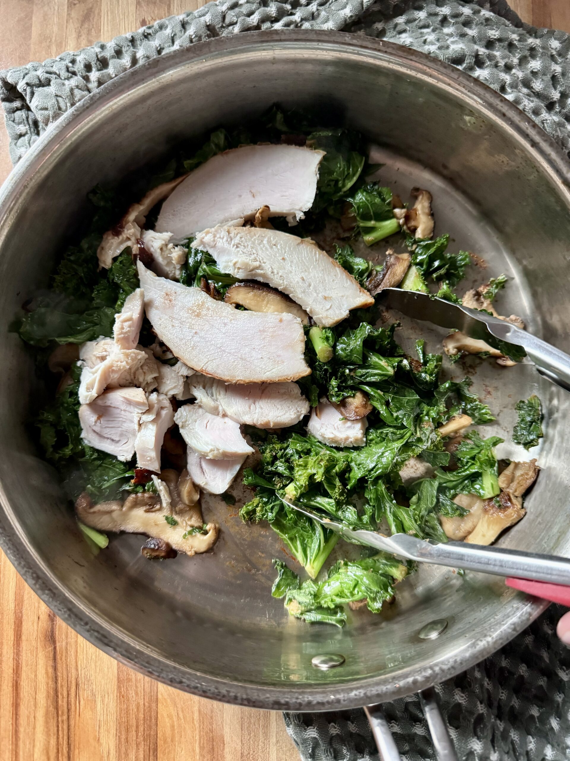 place turkey on top of vegetables