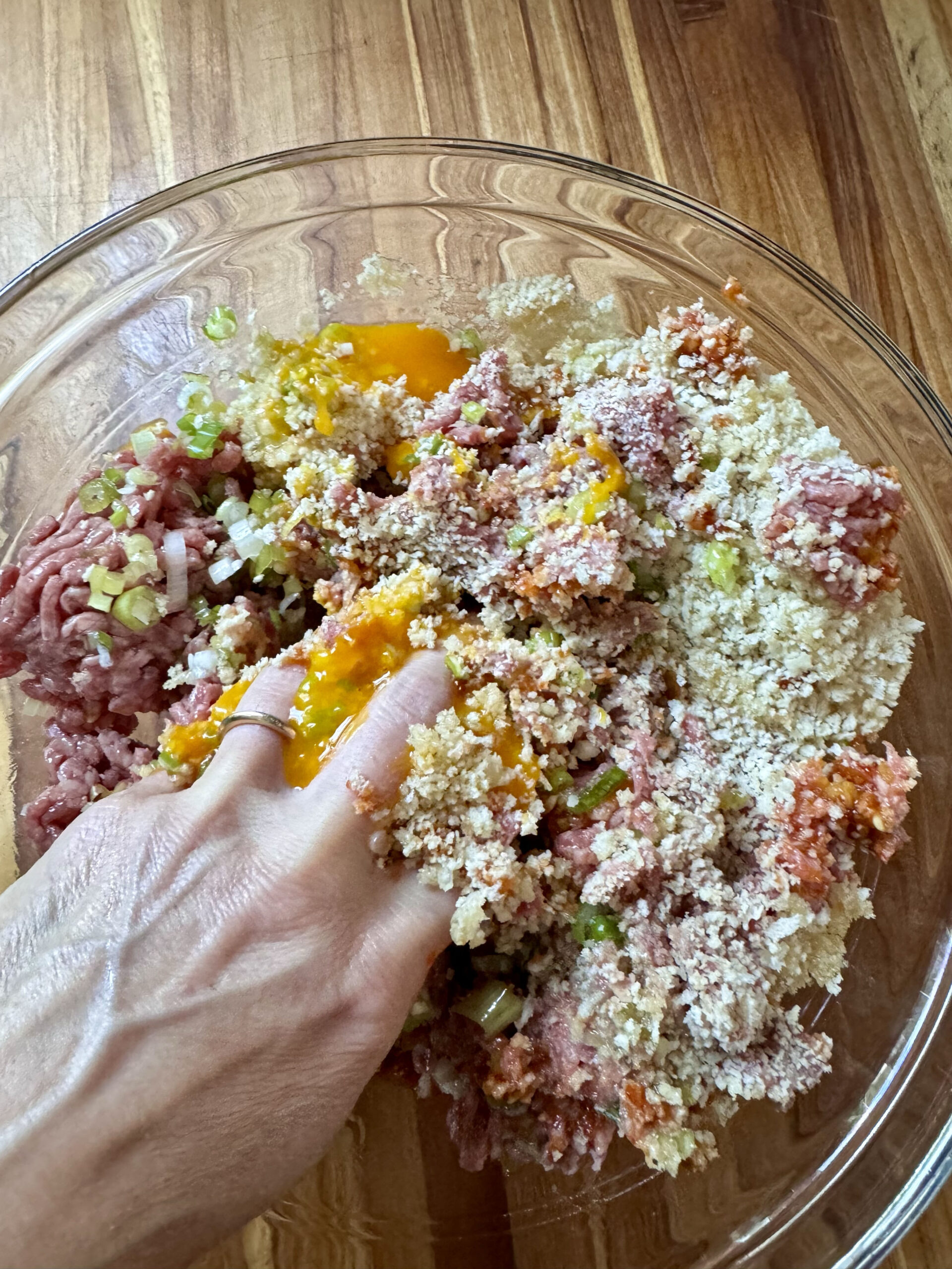 making meatballs mixture