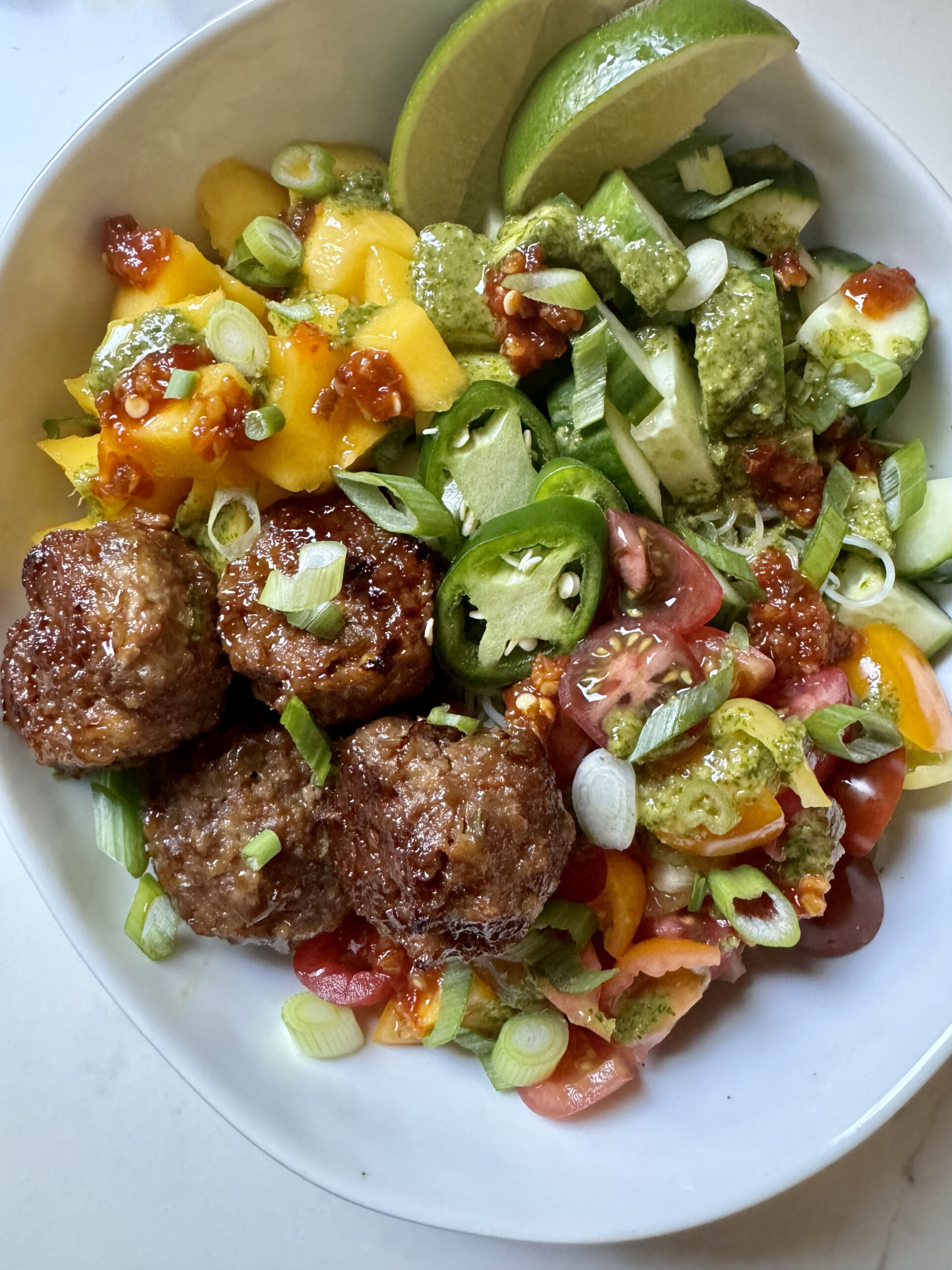 Cold Noodle Salad with Meatballs recipe