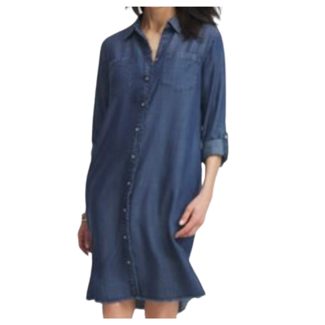 tencel fray shirt dress