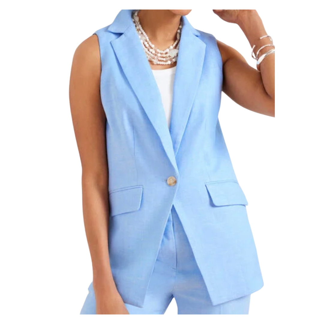 linen blend long vest linen blend long vest
