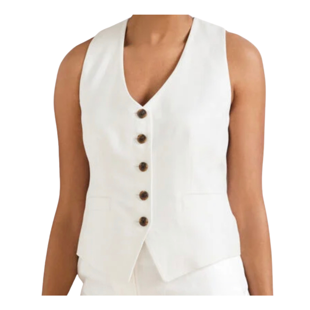 Linen Blend Slub Vest Linen Blend Slub Vest