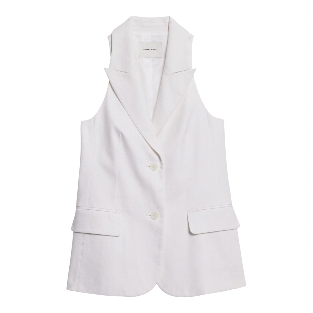 linen blend racer suiting vest linen blend racer suiting vest