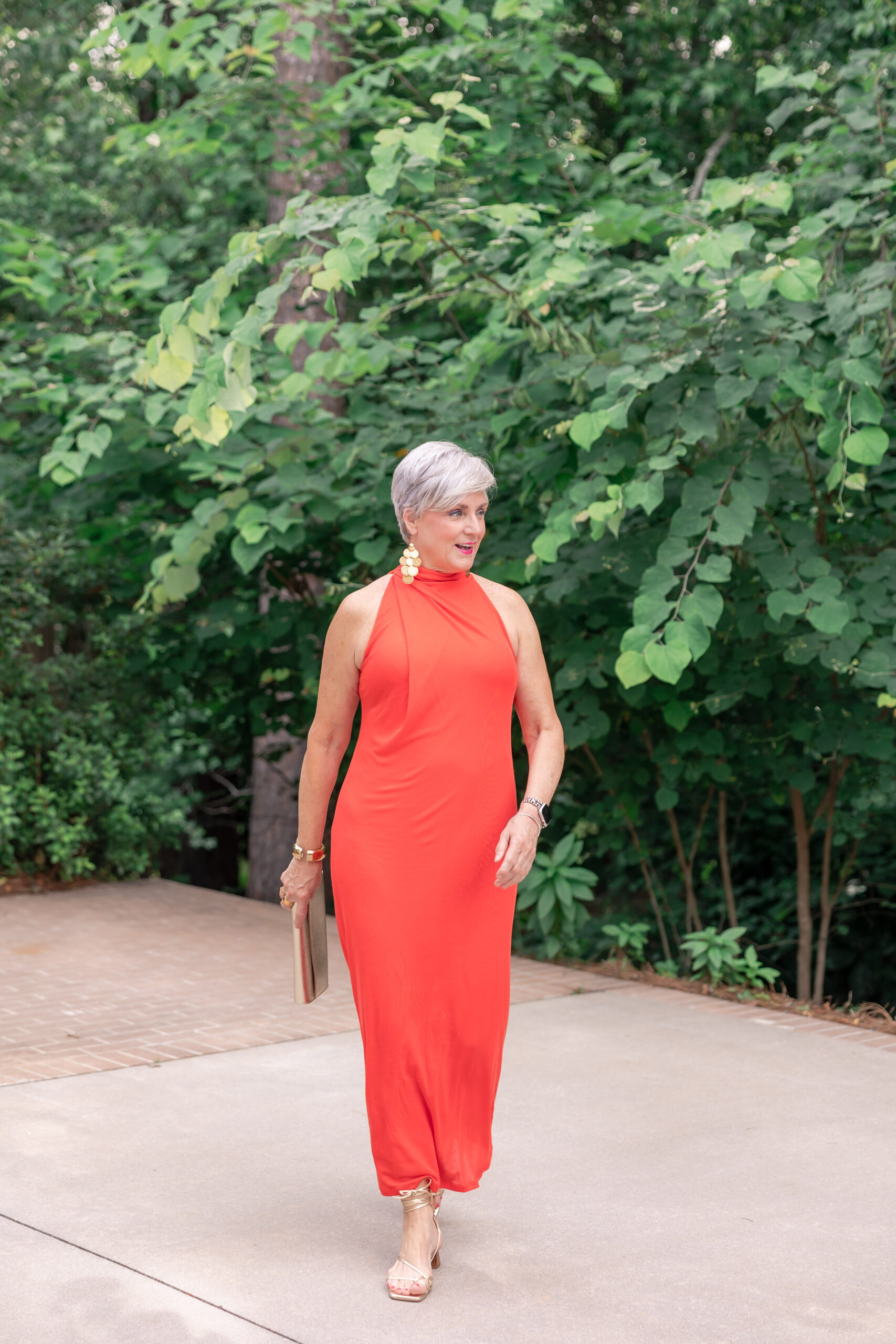 red maxi dress outfit