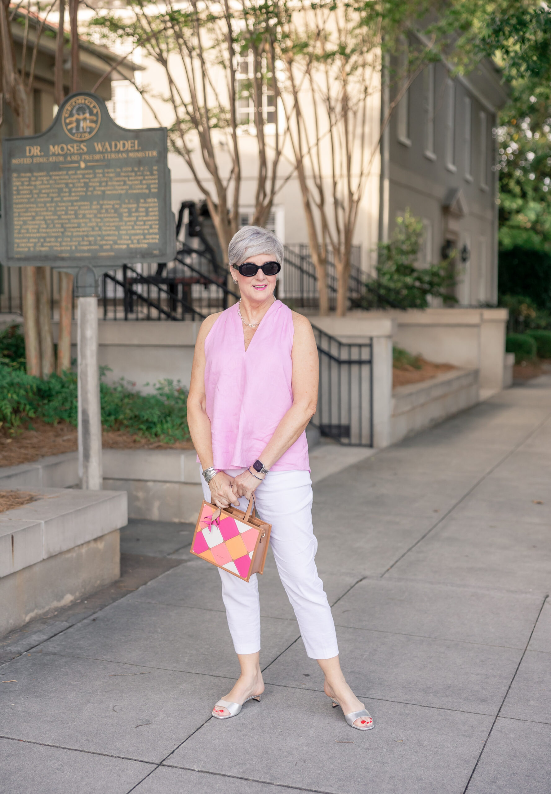 pink and white outfit