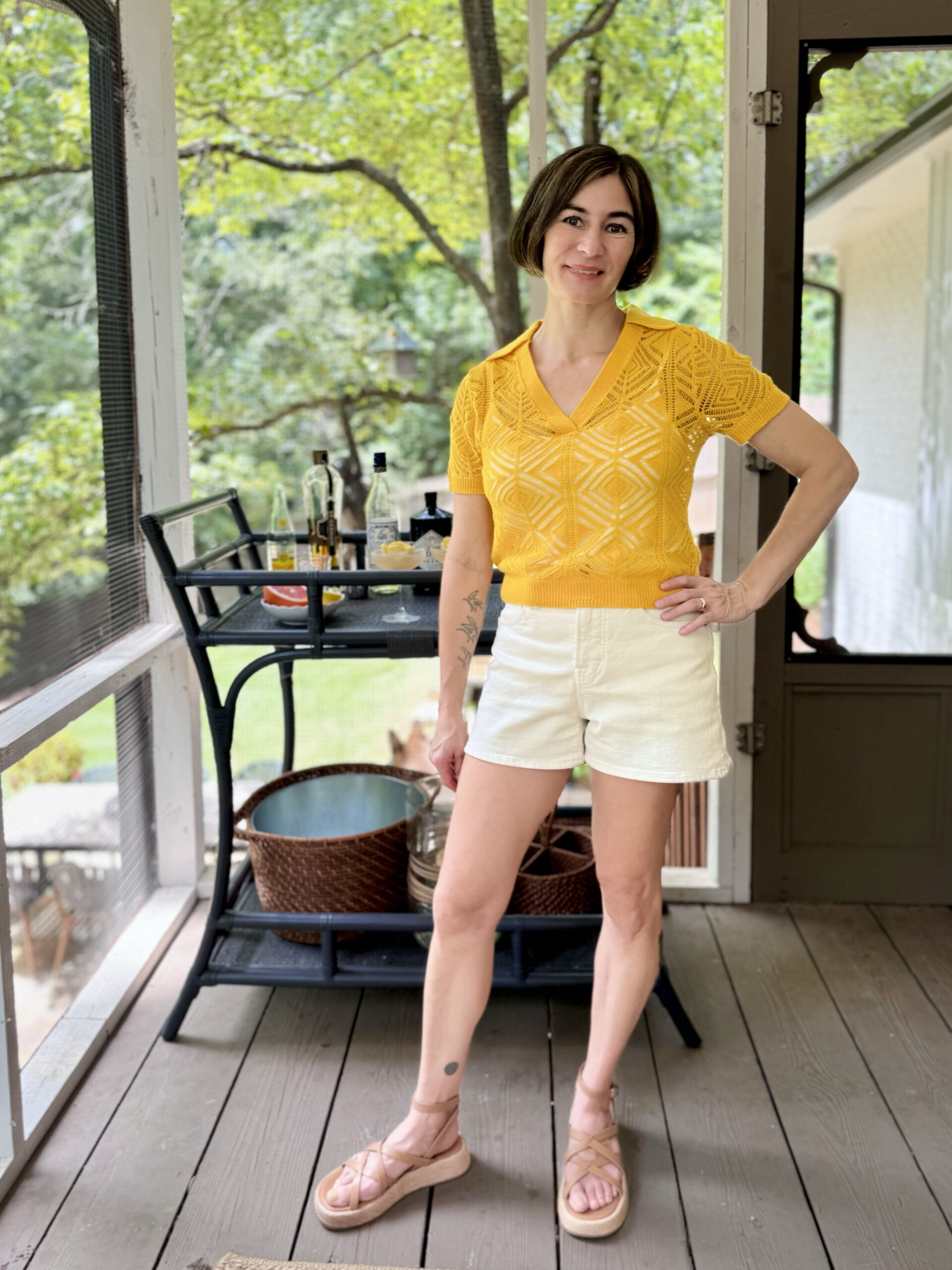 cashmere lace sweater polo