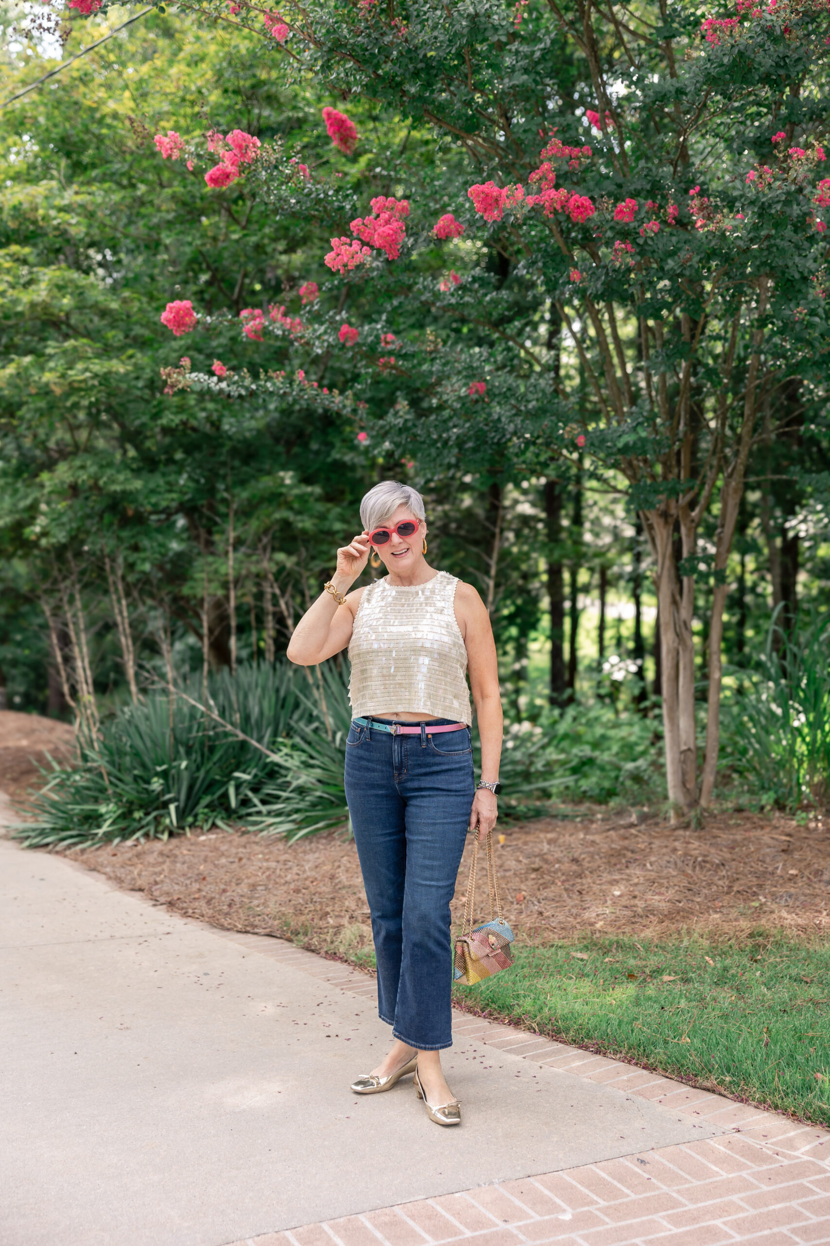 Sequin top outfit idea