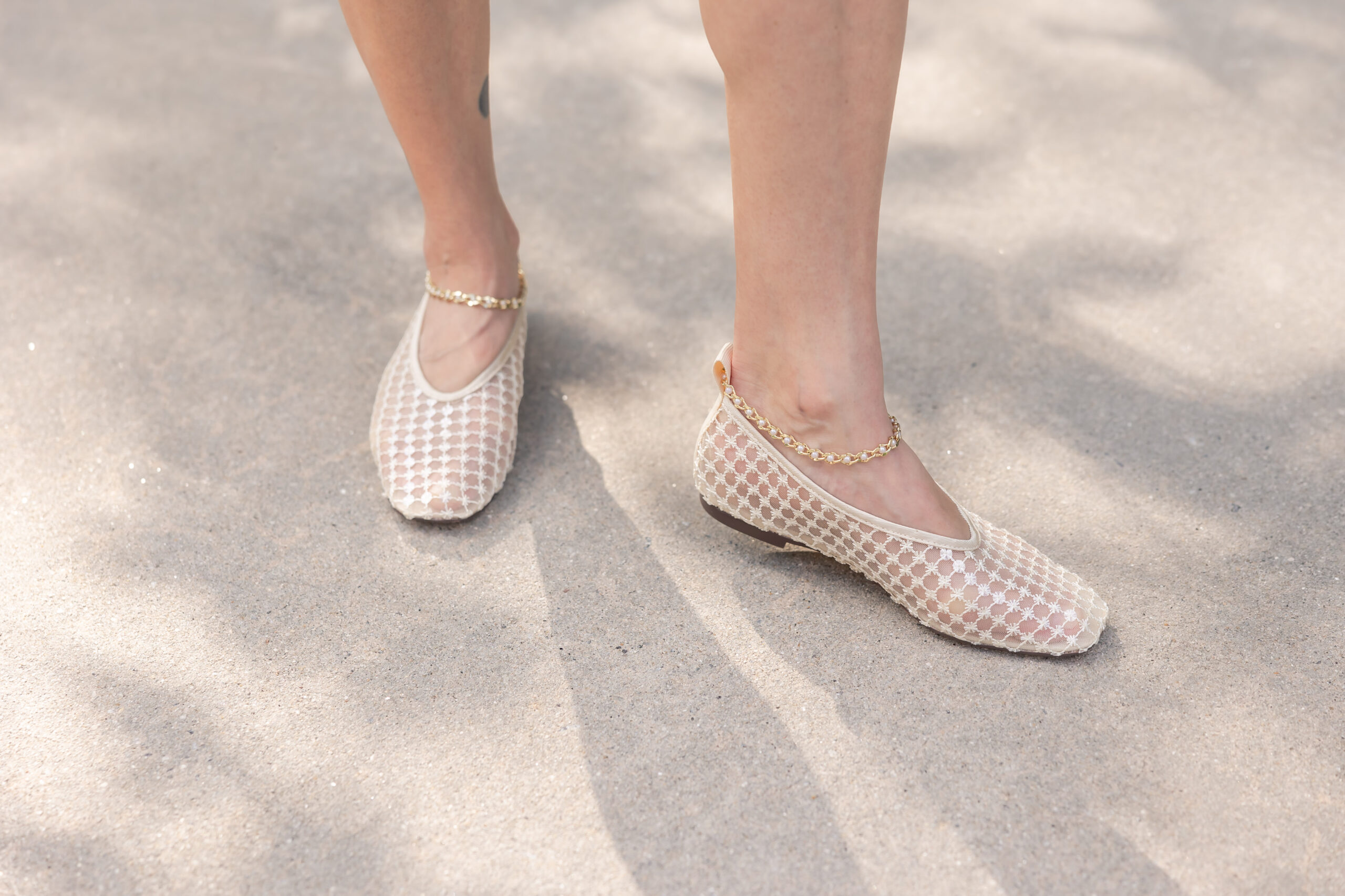 mesh ballet flats
