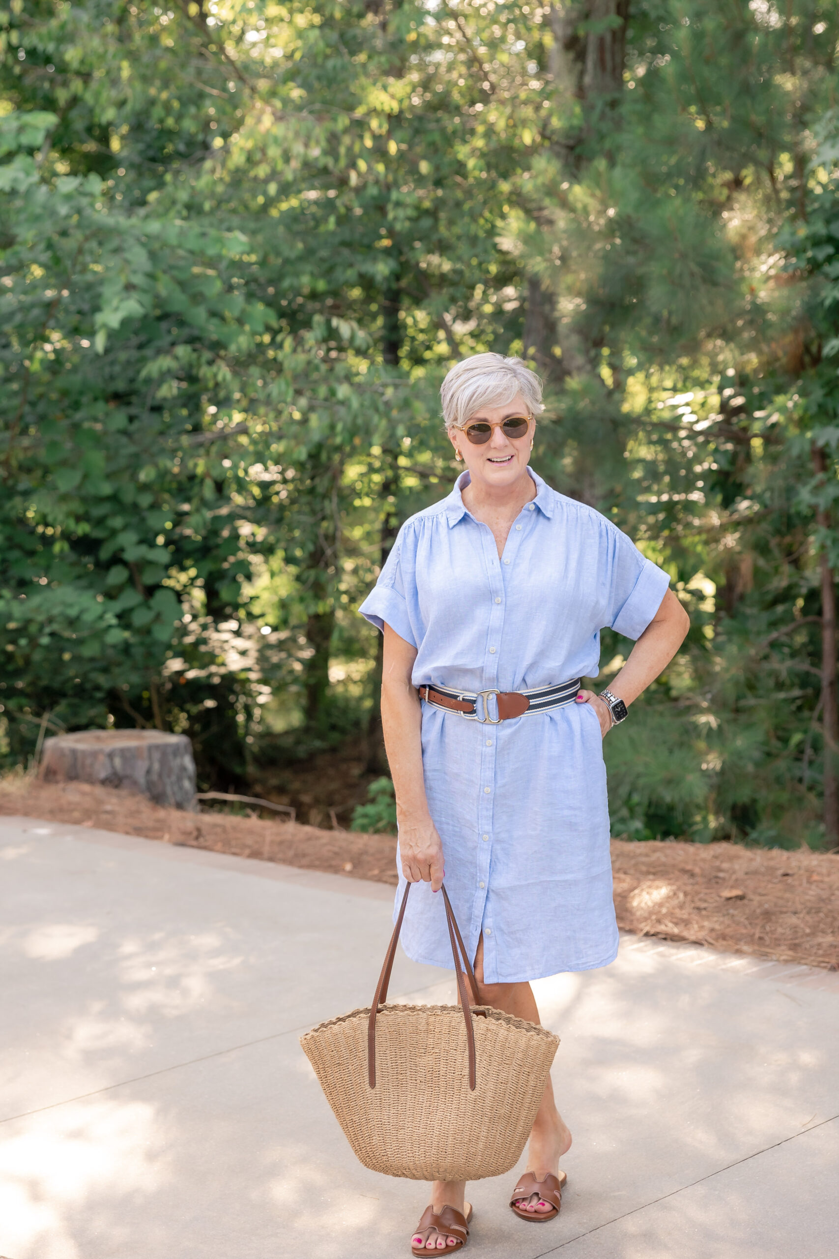 linen shirtdress outfit