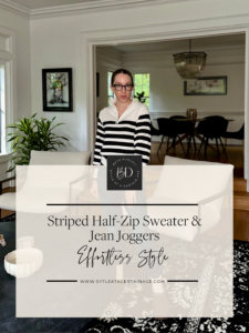 Effortless Style: Striped Half-Zip Sweater & Jean Joggers for Casual Comfort