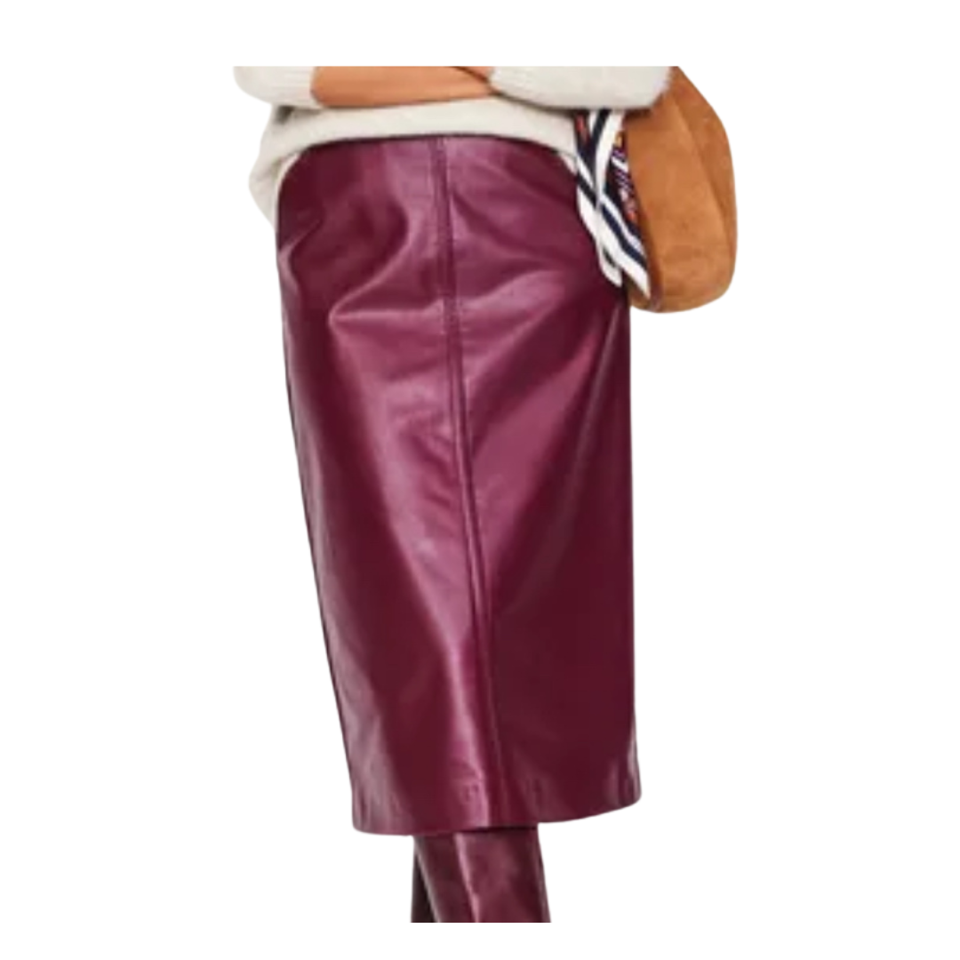 faux leather straight skirt