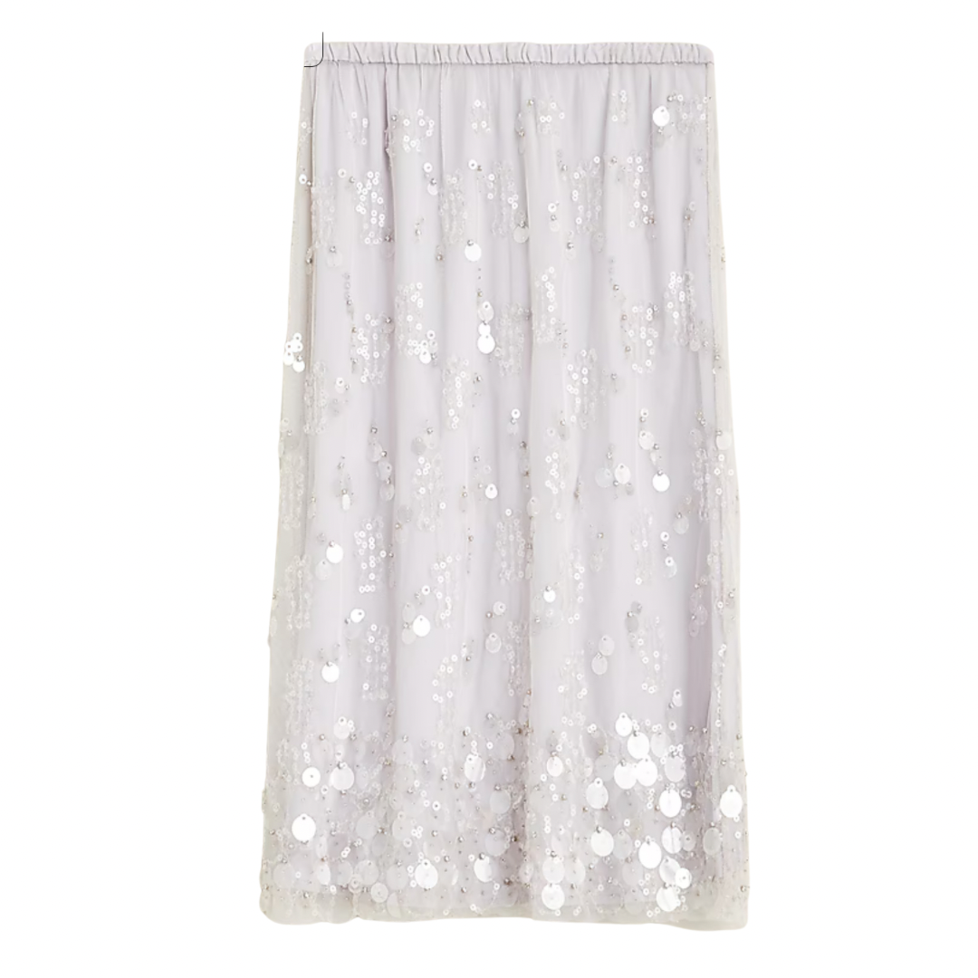 flower sequin midi skirt