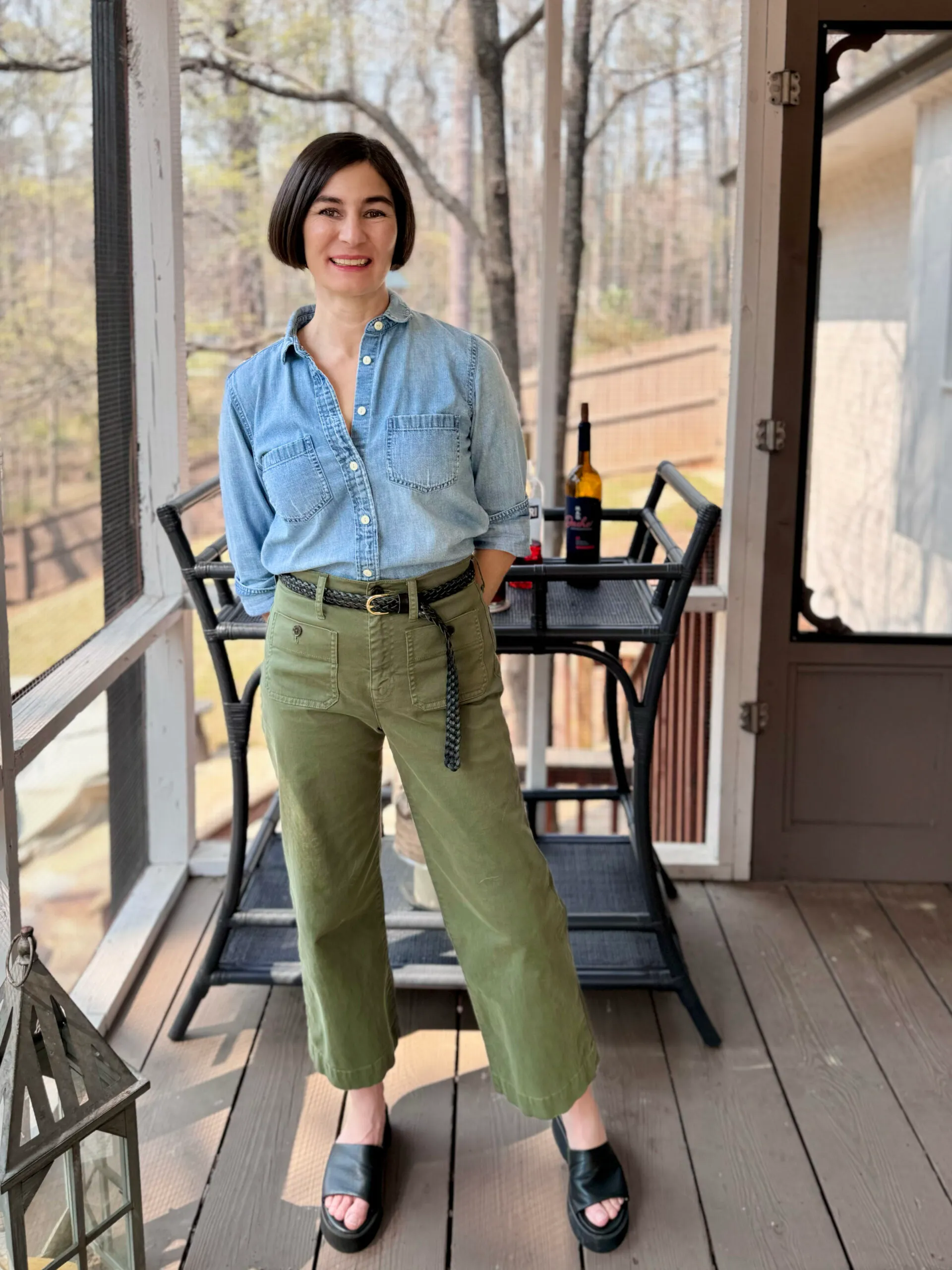 Patch Pocket Wide Leg Pants