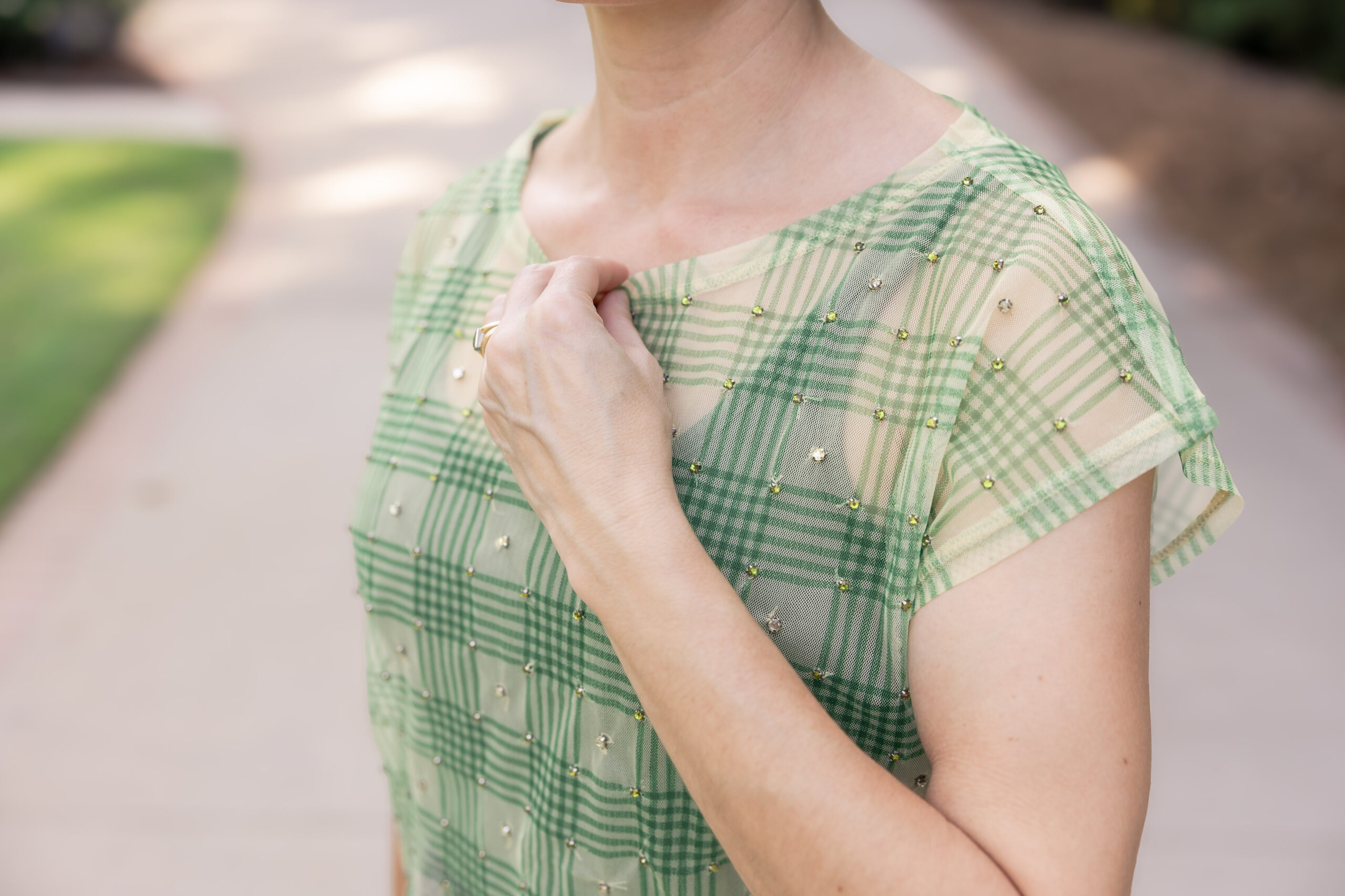 Sheer Embellished Top outfit
