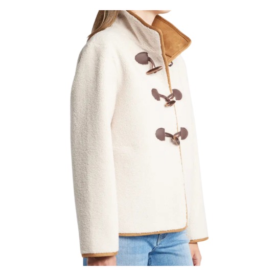 toggle front faux shearling jacket
