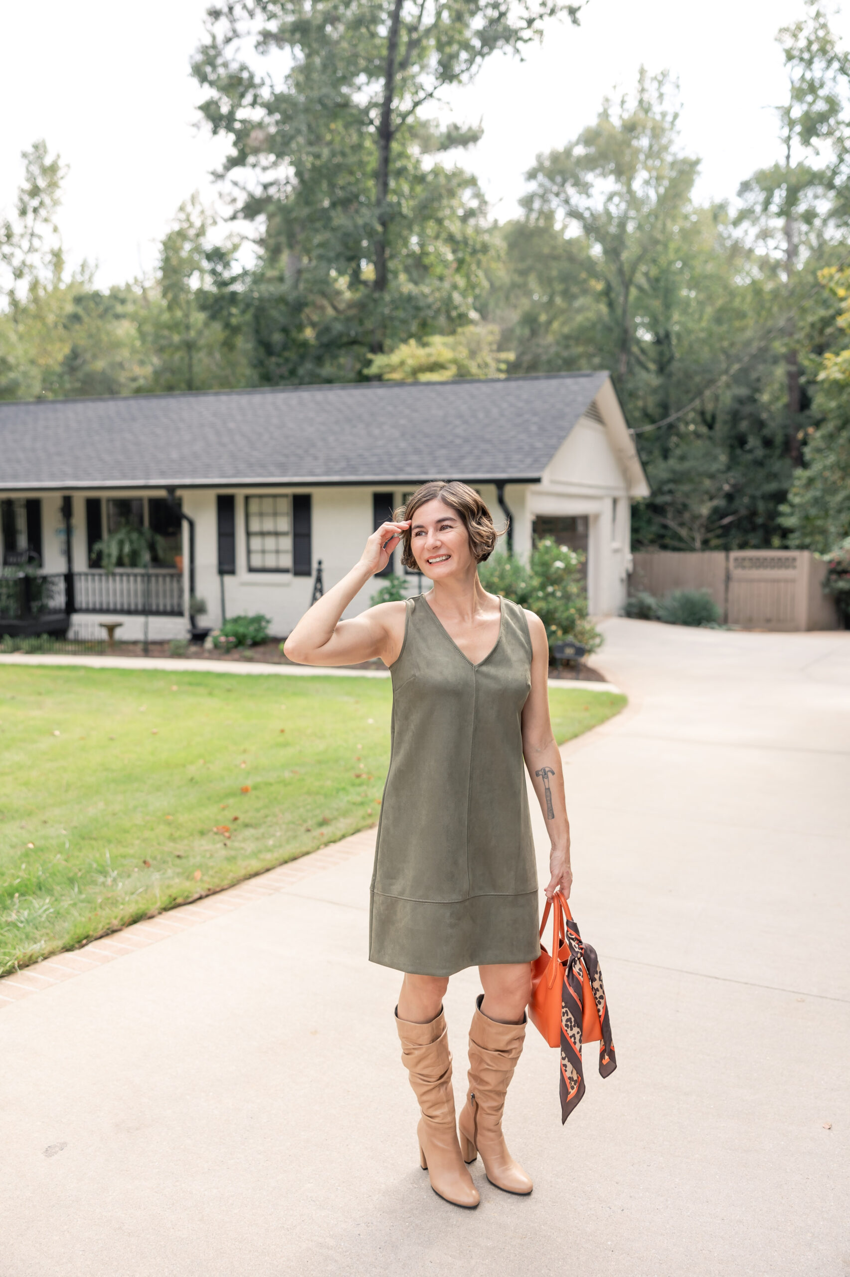 how to accessorize faux suede