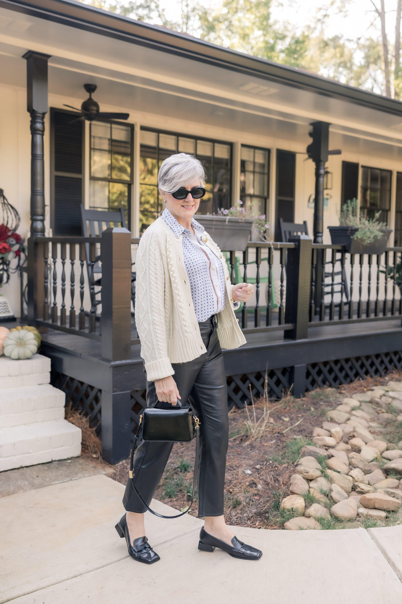 leather pants fall outfit