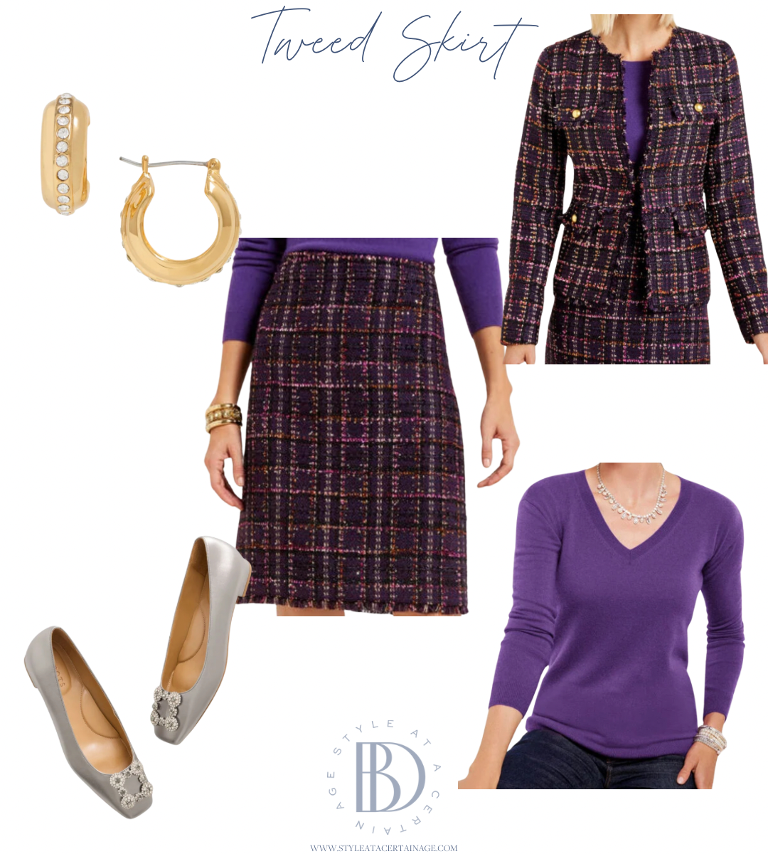 tweed skirt outfit