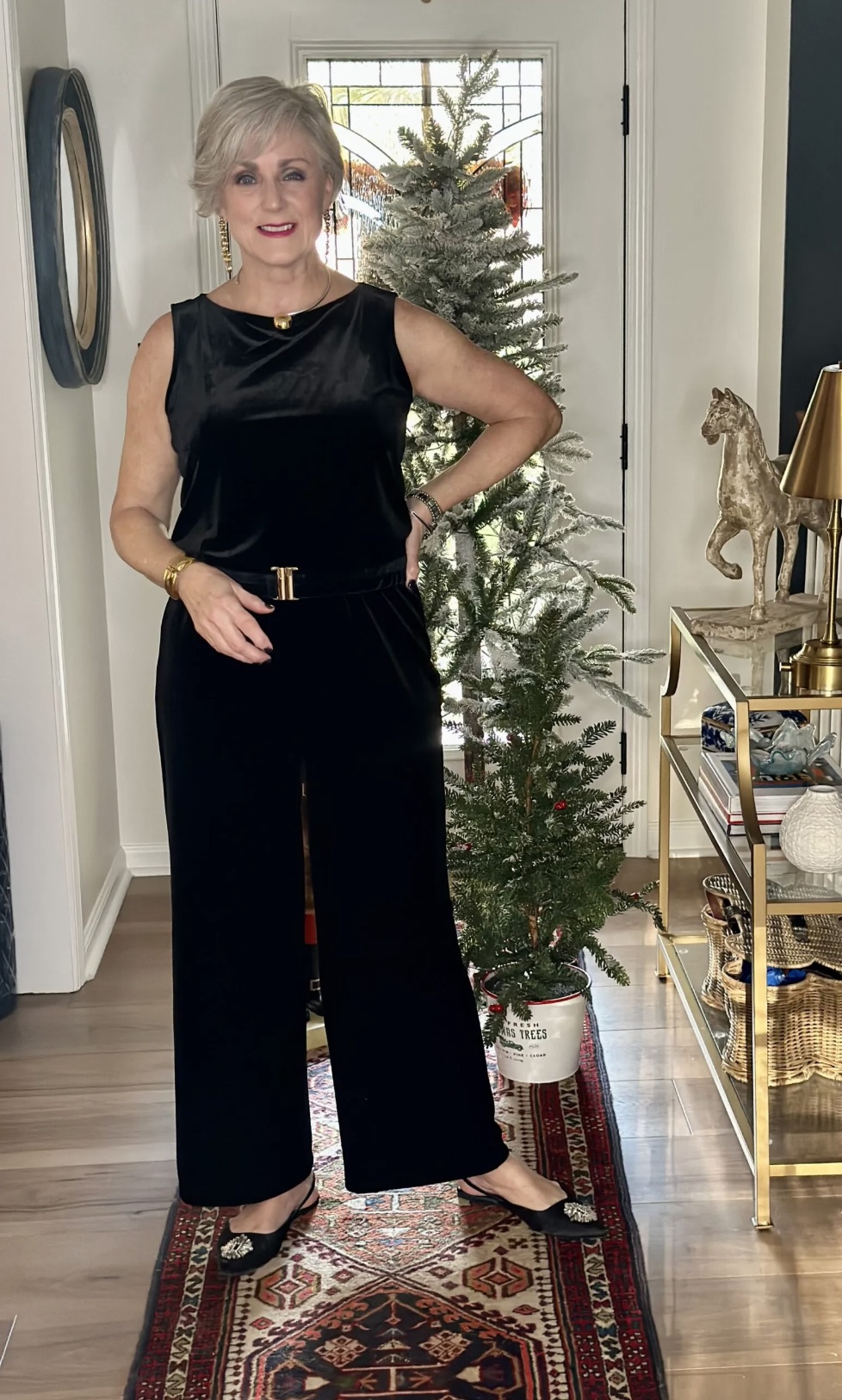 jumpsuit with statement accessories jumpsuit with statement accessories