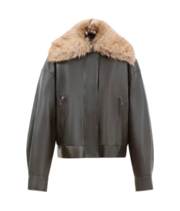 Vegan Leather Jacket with Faux Fur Collar