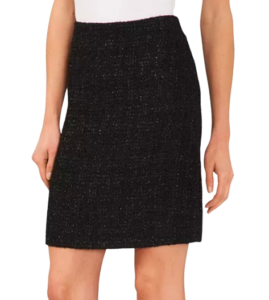 Black Metallic Tweed Skirt