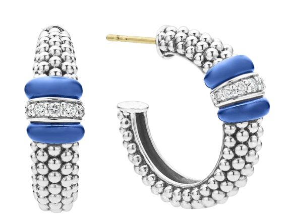 Lagos Ceramic Caviar Diamond Hoops