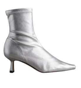 Angel Alarcon Pointed Toe Kitten Heel Boots – Silver