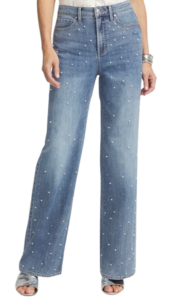 Chico’s Pearl Embellished Wide Leg Jeans