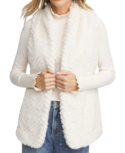 Chico’s Pearl Embellished Faux Fur Vest