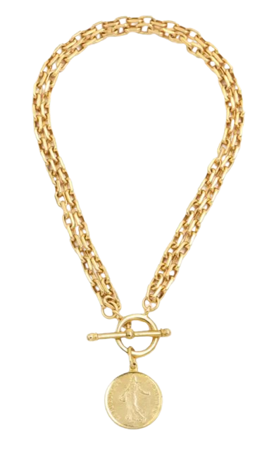 Ben-Amun Chain Necklace with Coin Pendant