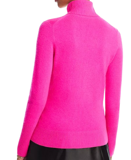 Aqua Cashmere Turtleneck Sweater – Neon Pink