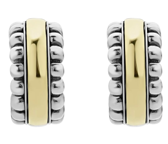 Lagos Signature Caviar Two Tone Earrings