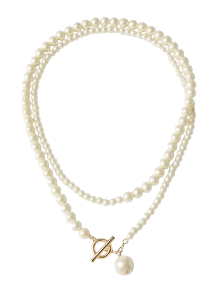 Ann Taylor Double Wrap Pearlized Pendant Necklace