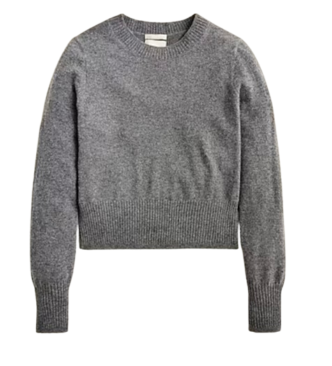 J.Crew Cashmere Shrunken Crewneck Sweater – Grey
