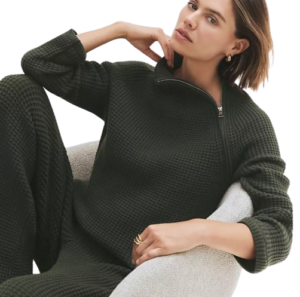 Ann Taylor Waffle Zip Sweater
