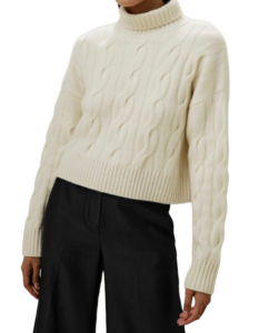 Lilysilk Cable Knit Cashmere Turtleneck Sweater