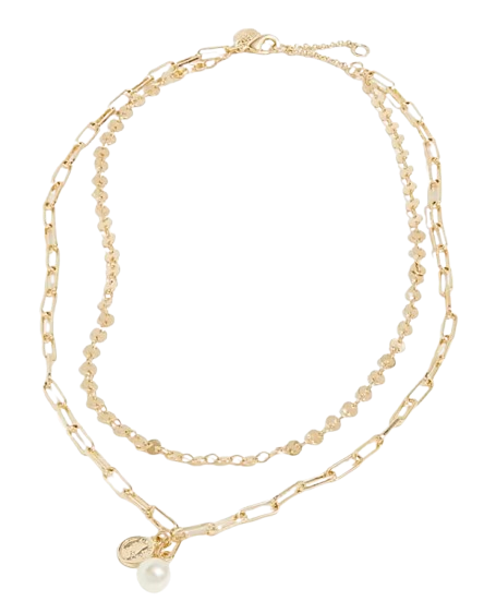 J.Crew Factory Small Coin and Pearl Layering Necklace