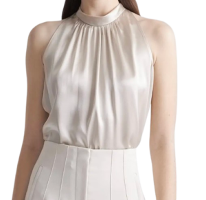Quince 100% Washable Silk Halter Top – Champagne