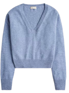 J.Crew Cashmere V-Neck Shrunken Sweater – Light Blue