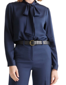 Quince Washable Silk Tie Neck Blouse