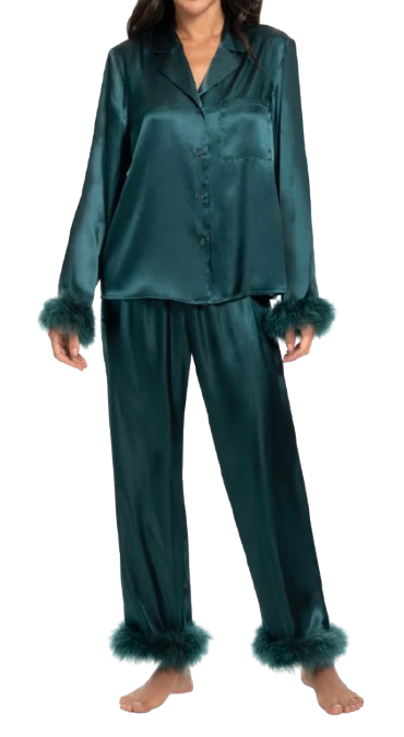 Nordstrom Feather Trim Satin Pajamas