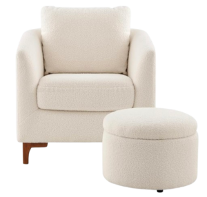 Sherpa Accent Chair with Storage Ottoman