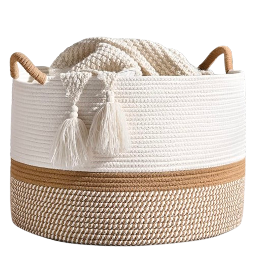 Large Woven Blanket Basket