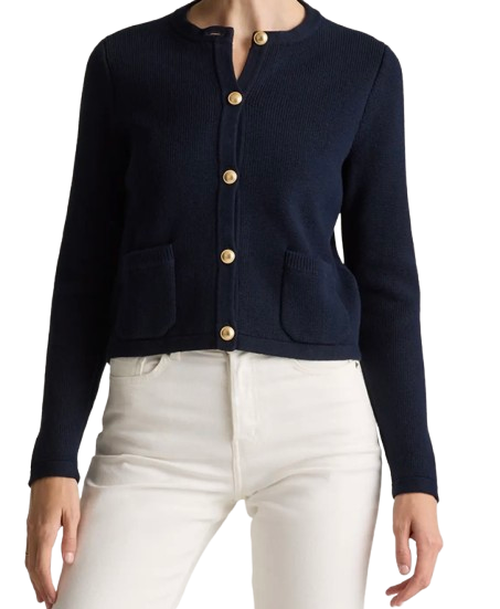 Quince Organic Cotton Sweater Jacket – Navy